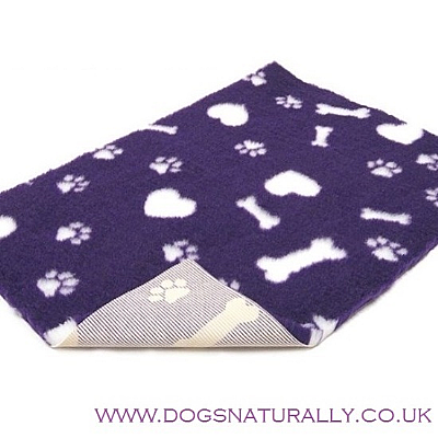 Purple Vetbed with White Hearts, Paws & Bones 5x Sizes